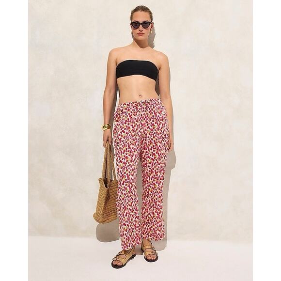 J. Crew Cotton voile beach pant in raspberry print NWT Size M $98 - Picture 1 of 6